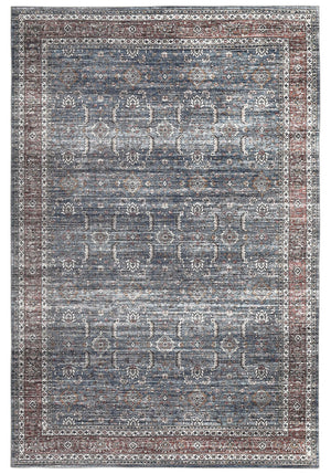 Homeroots 5' X 8' Blue Oriental Distressed Stain Resistant Area Rug  Polyester 478945