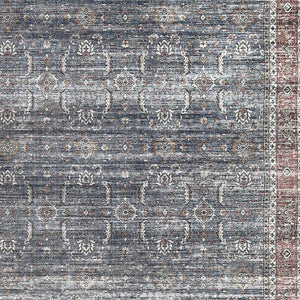 HomeRoots 5' Blue Oriental Area Rug with Distressed Finish - Stain-Resistant & Elegant Home Decor Solution 5' X 8' 478945