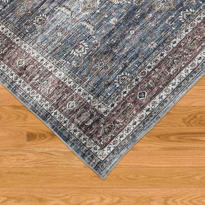 Homeroots 5' X 8' Blue Oriental Distressed Stain Resistant Area Rug  Polyester 478945