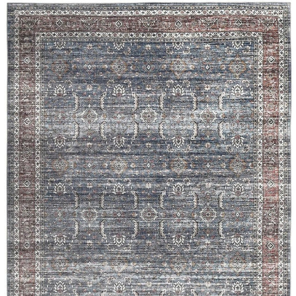 HomeRoots 5' Blue Oriental Area Rug with Distressed Finish - Stain-Resistant & Elegant Home Decor Solution 5' X 8' 478945