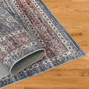 Homeroots 5' X 8' Blue Oriental Distressed Stain Resistant Area Rug  Polyester 478945