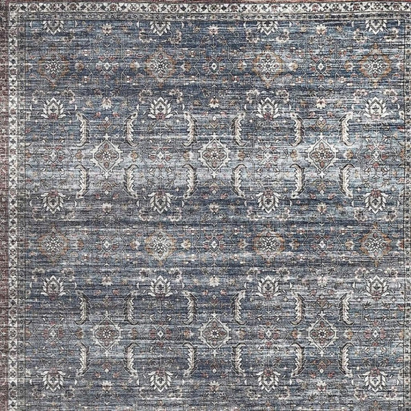 HomeRoots 5' Blue Oriental Area Rug with Distressed Finish - Stain-Resistant & Elegant Home Decor Solution 8' X 10' 478946