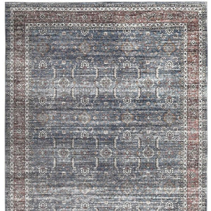 HomeRoots 5' Blue Oriental Area Rug with Distressed Finish - Stain-Resistant & Elegant Home Decor Solution 8' X 10' 478946