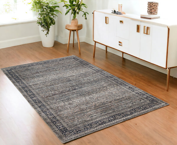 Homeroots 4' X 6' Brown Oriental Power Loom Distressed Area Rug  Polyester 478947