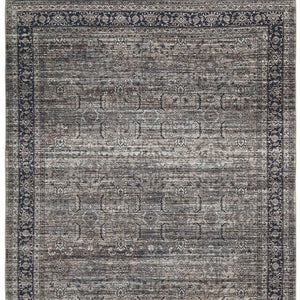 HomeRoots 5' Timeless Brown and Blue Distressed Oriental Area Rug - Vintage Charm for Modern & Classic Spaces 478948