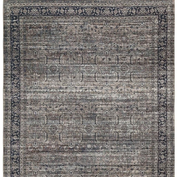 HomeRoots 5' Timeless Brown and Blue Distressed Oriental Area Rug - Vintage Charm for Modern & Classic Spaces 478948