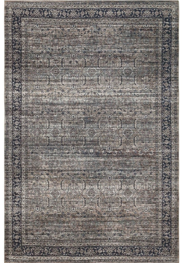 HomeRoots 5' Timeless Brown and Blue Distressed Oriental Area Rug - Vintage Charm for Modern & Classic Spaces 478948