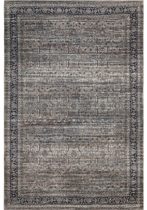 Homeroots 8' X 11' Gray And Ivory Oriental Power Loom Distressed Washable Area Rug  Polyester 478949