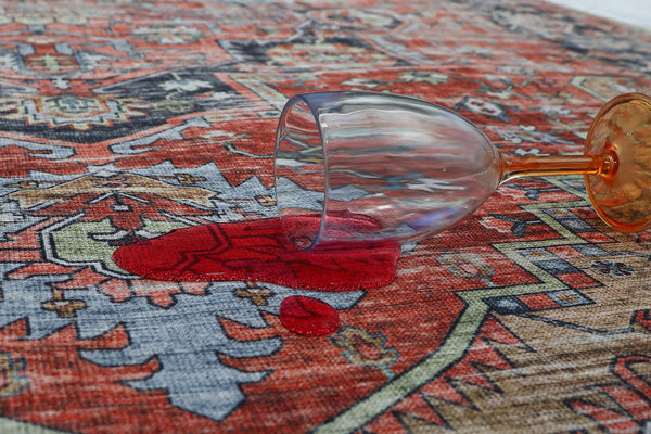 Homeroots 5' X 8' Rust Oriental Distressed Stain Resistant Area Rug  Polyester 478951