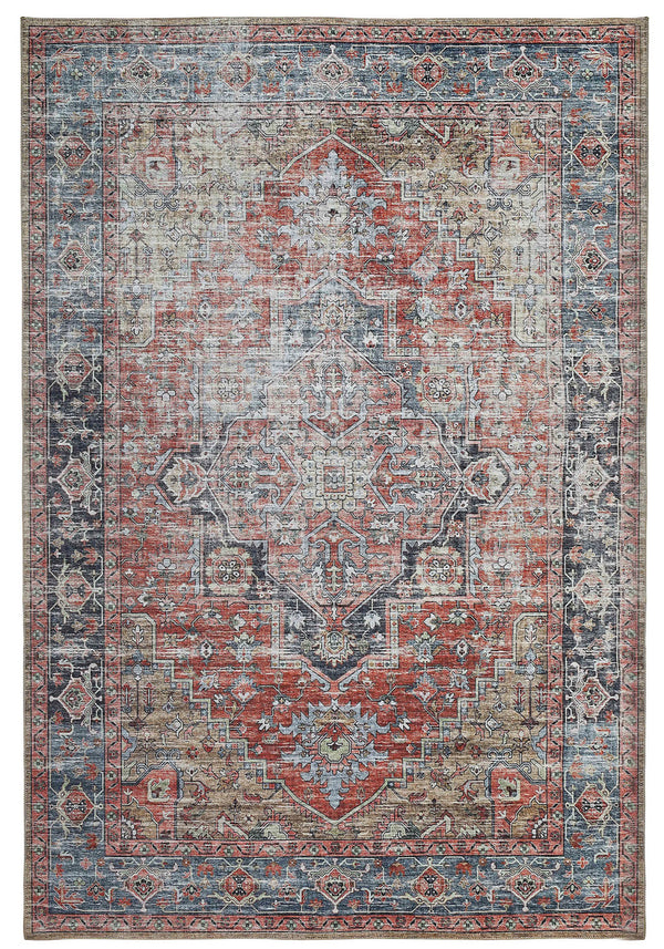 Homeroots 5' X 8' Rust Oriental Distressed Stain Resistant Area Rug  Polyester 478951