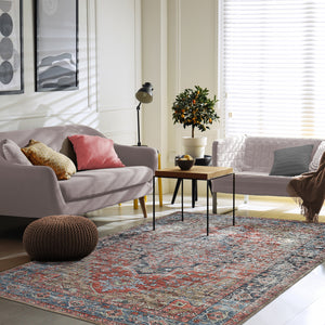 Homeroots 5' X 8' Rust Oriental Distressed Stain Resistant Area Rug  Polyester 478951