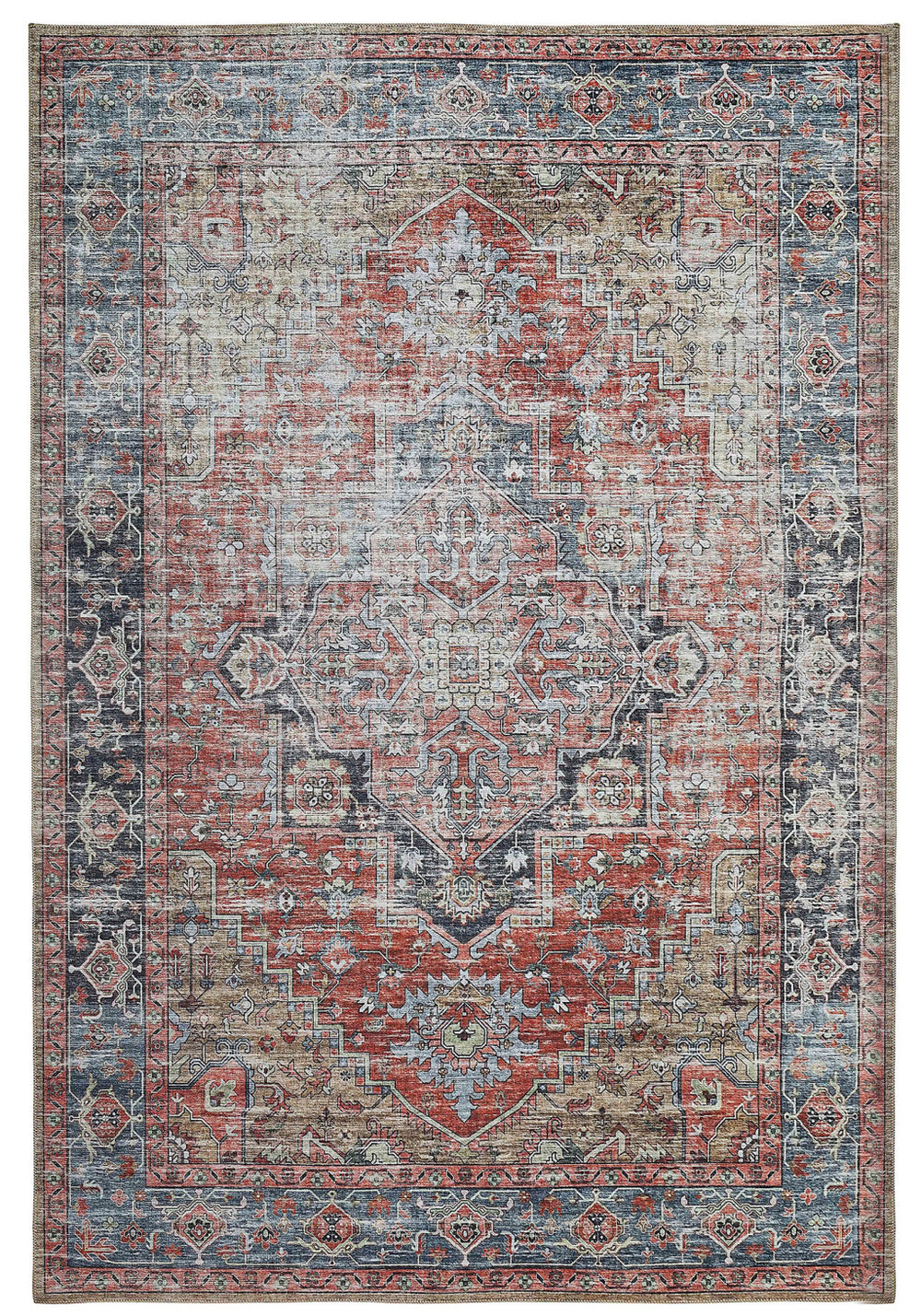 Homeroots 8' X 10' Blue And Ivory Oriental Power Loom Distressed Washable Area Rug  Polyester 478952