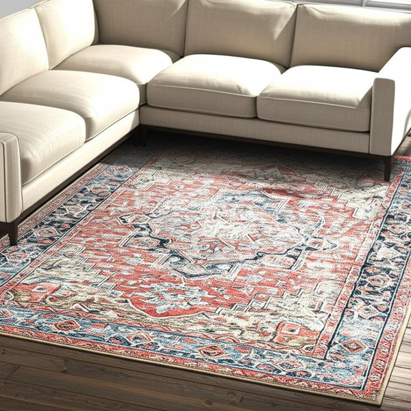 HomeRoots 5' Blue and Ivory Oriental Distressed Area Rug - Timeless Elegance for Modern Living Spaces 8' X 10' 478952