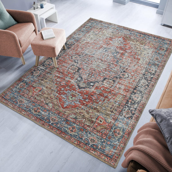 HomeRoots 5' Blue and Ivory Oriental Distressed Area Rug - Timeless Elegance for Modern Living Spaces 8' X 10' 478952