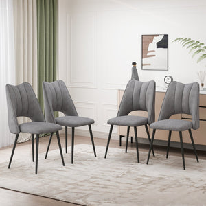 English Elm 4-Chair Modern Linen Dining Set with Metal Legs, High-Resilience Cushions, Adjustable Feet, 265lb Capacity Grey W757P304077