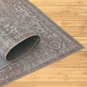 Homeroots 5' X 8' Beige Oriental Power Loom Distressed Stain Resistant Area Rug  Polyester 478954