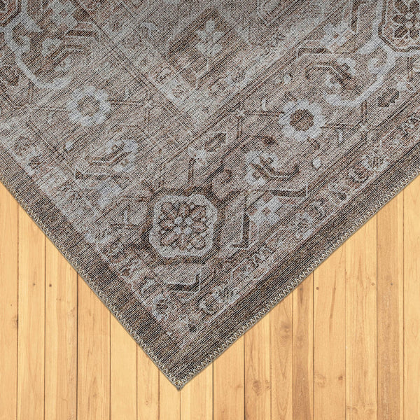 Homeroots 8' X 11' Beige Oriental Power Loom Distressed Stain Resistant Area Rug  Polyester 478955