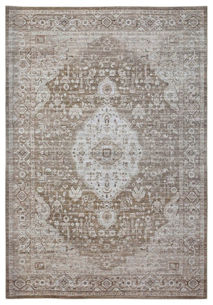 HomeRoots 5' Beige Oriental Area Rug - Vintage-Inspired, Stain-Resistant, Durable, Perfect for High-Traffic Spaces 8' X 11' 478955
