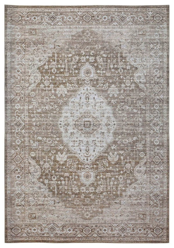 HomeRoots 5' Beige Oriental Area Rug - Vintage-Inspired, Stain-Resistant, Durable, Perfect for High-Traffic Spaces 8' X 11' 478955