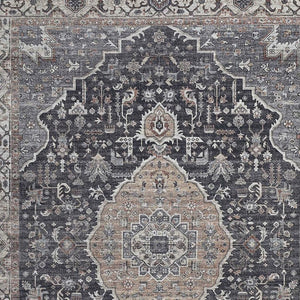 HomeRoots 5' Timeless Black Oriental Area Rug with Blue Accents - Stain Resistant for Homes with Kids & Pets 8' X 10' 478958