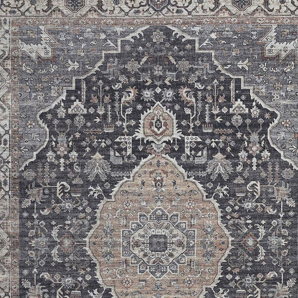 HomeRoots 5' Timeless Black Oriental Area Rug with Blue Accents - Stain Resistant for Homes with Kids & Pets 8' X 10' 478958