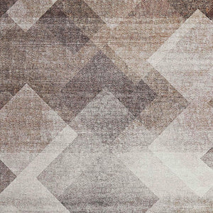 HomeRoots 5' Brown Geometric Area Rug - Stain Resistant, Modern Design for High-Traffic Spaces and Style 5' X 8' 478960