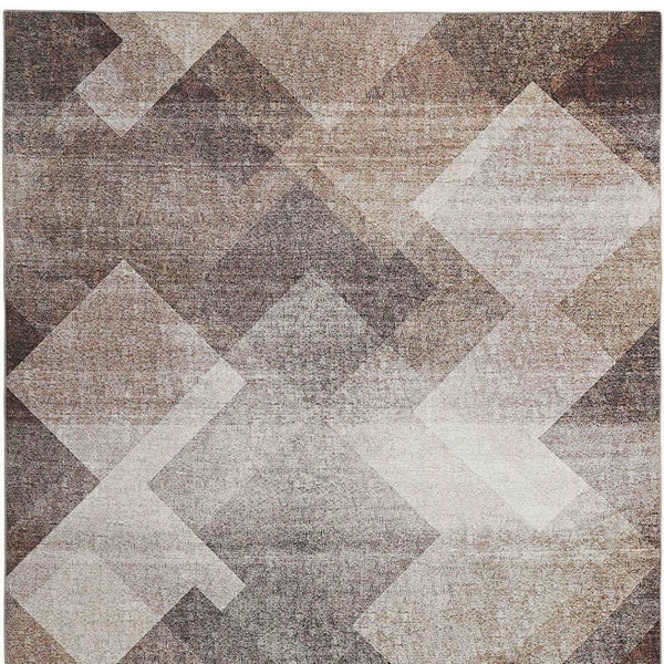 HomeRoots 5' Brown Geometric Area Rug - Stain Resistant, Modern Design for High-Traffic Spaces and Style 5' X 8' 478960