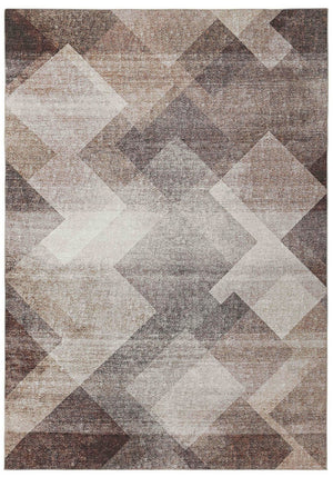HomeRoots 5' Brown Geometric Area Rug - Stain Resistant, Modern Design for High-Traffic Spaces and Style 8' X 10' 478961