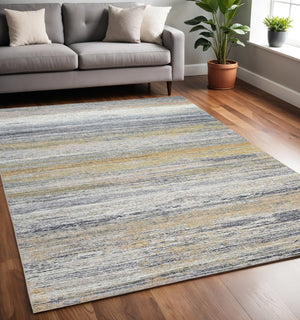 HomeRoots 5' Gold Abstract Area Rug - Elegant, Stain-Resistant Design for High-Traffic Spaces, Durable & Stylish 5' X 8' 478963