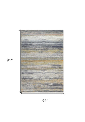 Homeroots 5' X 8' Gold Abstract Stain Resistant Area Rug  Polyester 478963
