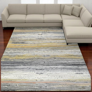 HomeRoots 5' Gold Abstract Area Rug - Elegant, Stain-Resistant Design for High-Traffic Spaces, Durable & Stylish 8' X 10' 478964