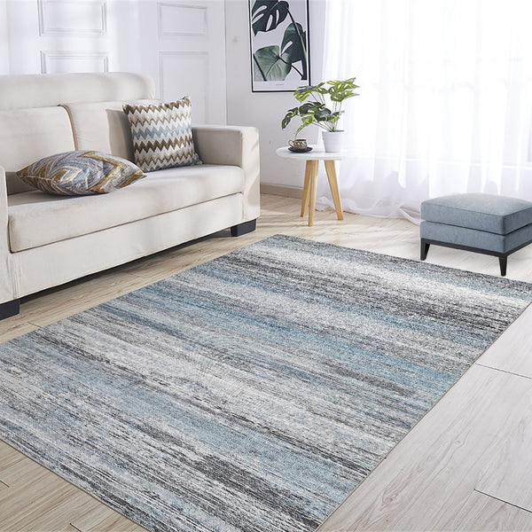 Homeroots 5' X 8' Turquoise And Gray Abstract Stain Resistant Area Rug  Polyester 478966