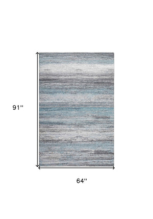 Homeroots 5' X 8' Turquoise And Gray Abstract Stain Resistant Area Rug  Polyester 478966