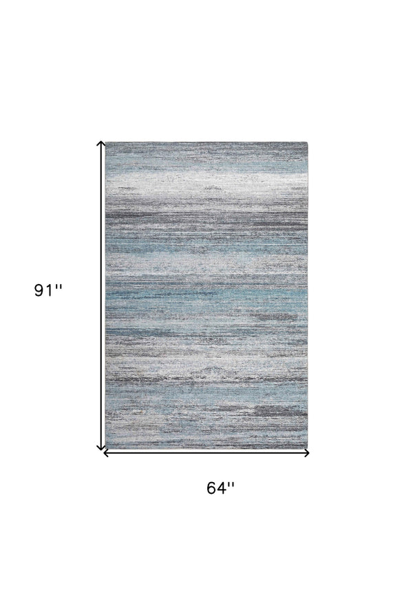 Homeroots 5' X 8' Turquoise And Gray Abstract Stain Resistant Area Rug  Polyester 478966