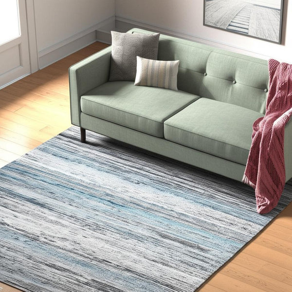 HomeRoots 5' Turquoise and Gray Abstract Area Rug - Stylish, Stain-Resistant Design for Modern Spaces 5' X 8' 478966