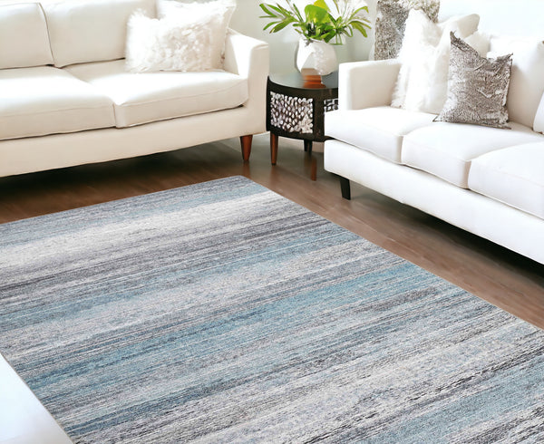 Homeroots 8' X 10' Turquoise And Gray Abstract Stain Resistant Area Rug  Polyester 478967