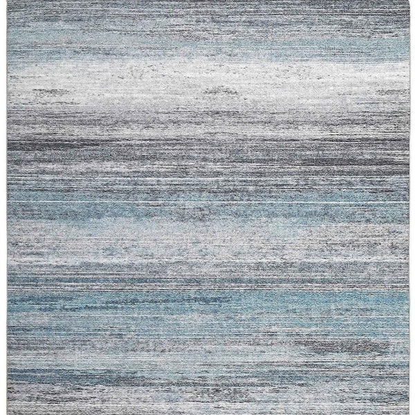 HomeRoots 5' Turquoise and Gray Abstract Area Rug - Stylish, Stain-Resistant Design for Modern Spaces 8' X 10' 478967