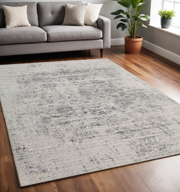 HomeRoots 5' Beige Oriental Distressed Area Rug - Stain Resistant Elegance for Homes with Kids and Pets 5' X 8' 478969