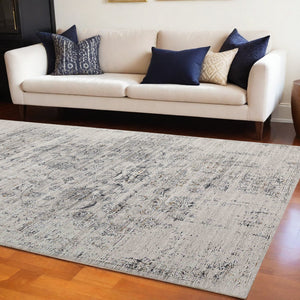 Homeroots 8' X 10' Beige Oriental Power Loom Distressed Area Rug  Polyester 478970