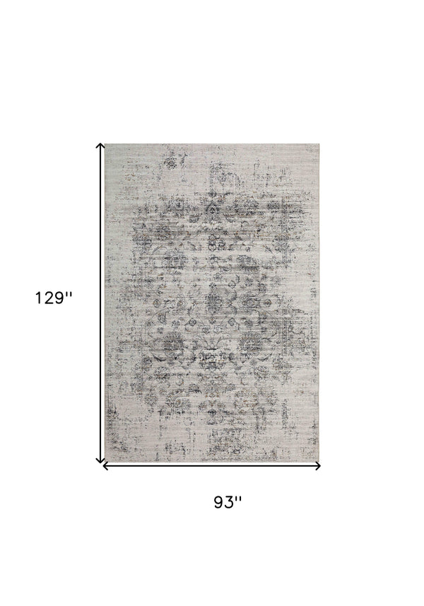 Homeroots 8' X 10' Beige Oriental Power Loom Distressed Area Rug  Polyester 478970