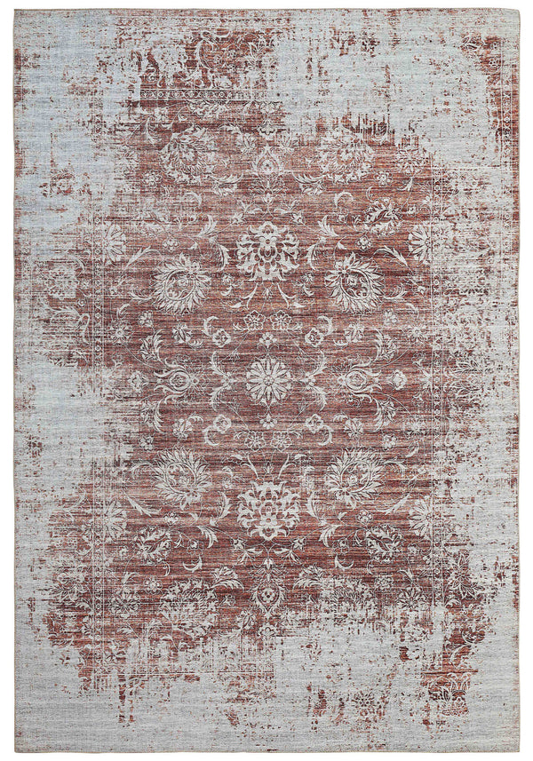 Homeroots 5' X 8' Rust Oriental Distressed Stain Resistant Area Rug  Polyester 478972