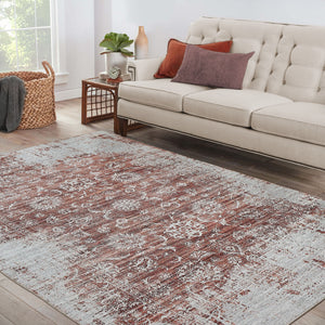 Homeroots 5' X 8' Rust Oriental Distressed Stain Resistant Area Rug  Polyester 478972