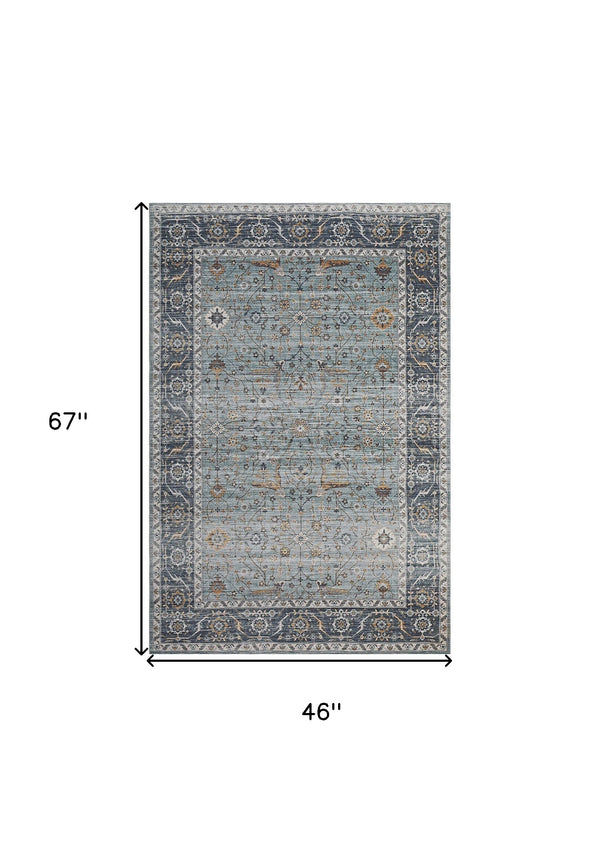 Homeroots 4' X 6' Sage Oriental Power Loom Stain Resistant Area Rug  Polyester 478974