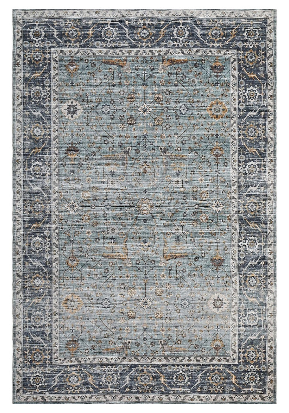 Homeroots 5' X 8' Sage Oriental Power Loom Stain Resistant Area Rug  Polyester 478975