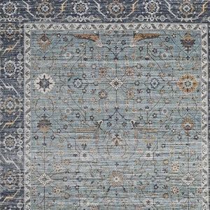 HomeRoots 5' Sage Oriental Area Rug - Durable, Stain-Resistant Power Loom Design for High-Traffic Homes 5' X 8' 478975