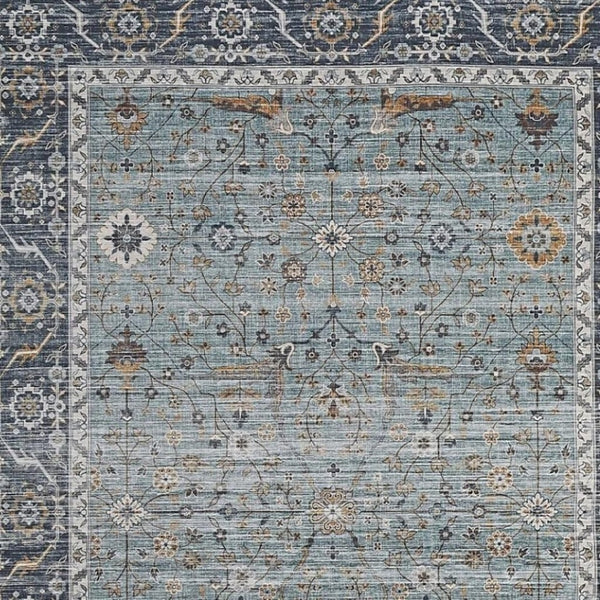 HomeRoots 5' Sage Oriental Area Rug - Durable, Stain-Resistant Power Loom Design for High-Traffic Homes 5' X 8' 478975