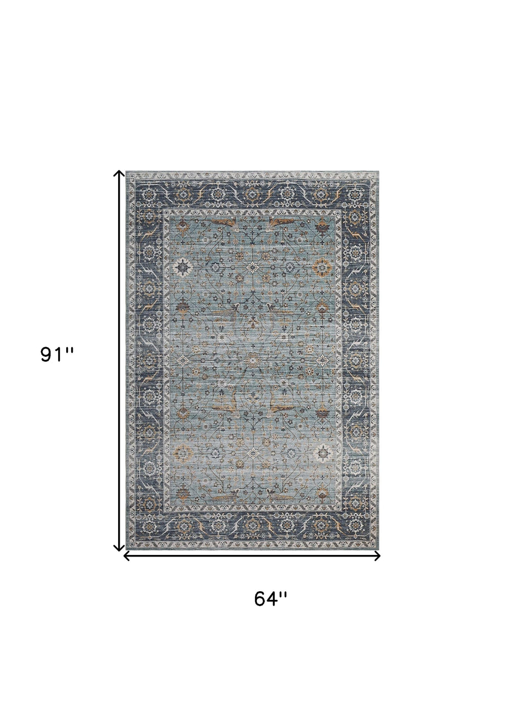 Homeroots 5' X 8' Sage Oriental Power Loom Stain Resistant Area Rug  Polyester 478975