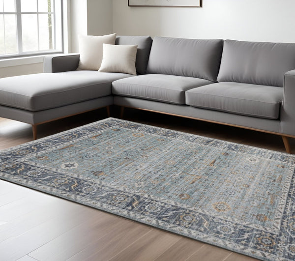 HomeRoots 5' Sage Oriental Area Rug - Durable, Stain-Resistant Power Loom Design for High-Traffic Homes 8' X 10' 478976