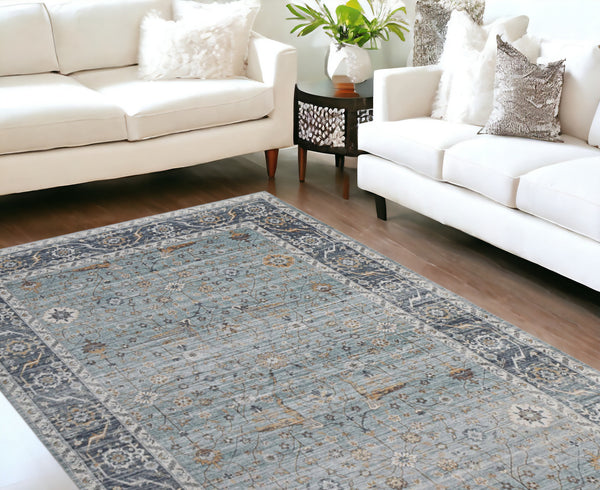 Homeroots 8' X 10' Sage Oriental Stain Resistant Area Rug  Polyester 478976