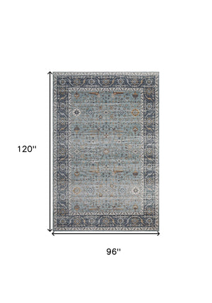 Homeroots 8' X 10' Sage Oriental Stain Resistant Area Rug  Polyester 478976